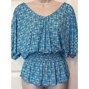 Jon & Anna New York Women’s Turquoise and White Top. Size M